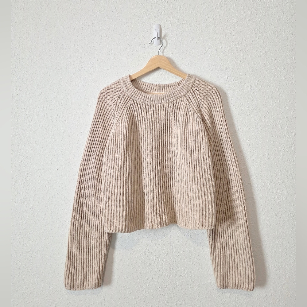 All Row Neutral Chunky Cotton Sweater L